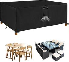 RICHIE sodo baldų dangos, atsparios vandeniui, sodo lauko stalo danga, 242 x 162 x 90 cm, patvari, 600D Oxford PVC, kvėpuojanti danga baldų komplektams, terasos stalo danga, juoda