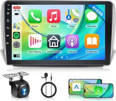 Rimoody 4+64G Wireless Carplay Android Autoradio für Peugeot 2008 208 2012-2018 10.1 Zoll HD Autoradio mit Android Auto GPS Mirror Link Bluetooth FM/RDS/DAB/DVR/EQ/USB Lenkradsteuerung Rückfahrkamera