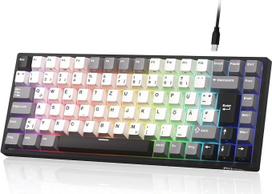RK ROYAL KLUDGE RK84DE – laidinė 75 % RGB „Hot Swap“ žaidimų klaviatūra, QWERTZ | Kompaktiška TKL žaidimų klaviatūra su 84 klavišais, programuojama programine įranga, skirta „Mac“ ir „Windows“ sistemoms, su garso slopinančia puta, PBT klavišų dangteliais