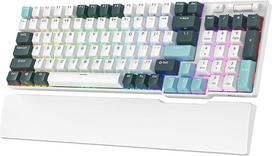 RK ROYAL KLUDGE RK96 RGB riboto tiražo, 90 % dydžio, 96 klavišų, trijų režimų, „Bluetooth 5.0“/2,4 GHz/USB-C, „Hot-Swap“ mechaninė klaviatūra su programine įranga ir galingu akumuliatoriumi, „RK Yellow“ jungikliai, „Camp Green“ spalva, QWERTY išdėstymas