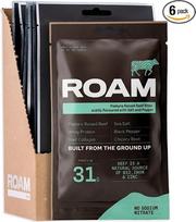 ROAM Beef Protein Bites, Jerky-Style Protein Snacks, Salt & Pepper 6er Pack (6 x 70g) | Herzhafte Protein Snacks aus Grass-Fed Rindfleisch