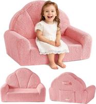 ROBUD vaikiška sofa mergaitėms, patogus vaikiškas fotelis, žaidimų kambario sofa skaitymui ir žaidimui, nuimamas užvalkalas, balta spalva
