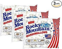 Rocky Mountain Mini Marshmallows Extra Small Tradiciniai amerikietiški saldumynai iš putų cukraus, skirti kepti, kepti ir virti, 3 x 150 g