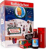 ROTBÄCKCHEN sulčių Advento kalendorius 2026 – 24 x 125 ml buteliukai – 7 populiariausių rūšių – be pridėto cukraus, su vertingais vitaminais – sveikas Advento kalendorius vaikams ir suaugusiems