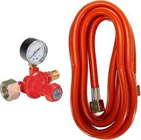 ROTHENBERGER Pramoninis nuolatinis propano reguliatorius su nuolat reguliuojamu 0,5-4 barų slėgio matuokliu, 032100E & pramoninė propano dujų žarnos linija 2,5 m 2 x G 3/8 colio L 032201E