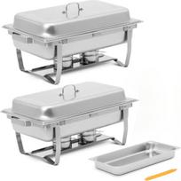 Royal Catering Bufetinis „Bemar“ maisto šildytuvas, skirtas GN 1/1 7,5 l pastai – STAL, 2 vnt. rinkinys