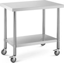 Royal Catering Darbo stalo stalviršis ant ratukų 2 lygių 60 x 90 cm STAL iki 145 kg