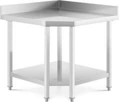 Royal Catering Kampinis darbo stalas su nerūdijančio plieno kraštu ir lentynėle, 90x90x70 cm