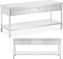 Royal Catering Maitinimo stalviršis 3 stalčiai lentyna STAL 200 x 60 cm