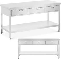 Royal Catering Maitinimo stalviršis 3 stalčiai lentyna STAL 180 x 60 cm