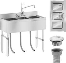 Royal Catering Nerūdijančio plieno maitinimo kriauklė 3 skyrių baseinas 100x50cm