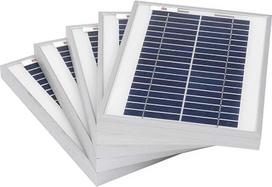RS PRO polikristalinis saulės elementas, 5 W, 250 x 200 x 25 mm, 30 W, 22 V/35 Ah, -40 °C – +85 °C, efektyvumas 17 %, 5 vnt. pakuotė