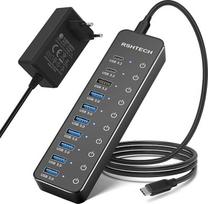 RSHTECH RSH-ST10C 10 prievadų USB 3.0/3.2 aktyvus šakotuvas su 60 W maitinimo šaltiniu (12 V)