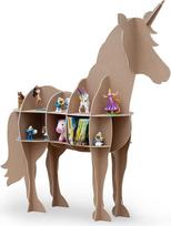 Rudos spalvos vaikiška lentyna "Emily the Unicorn", tinkama maždaug 50 žaislų, žaislų ar vaikiškų knygų, 100 % be plastiko (natūralios rudos spalvos)