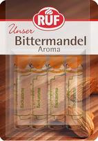 RUF Backaroma Bitter Almond, 4 buteliukai migdolų aromato pyragams, pyragaičiams, vafliams ar sausainiams, dozavimas lašeliais, be glitimo, veganiškas