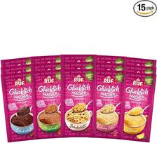 RUF Glücklichmacher puodelių tortų rinkinys (15 dalių), 5 skirtingų rūšių sultingi puodelių tortai, šokoladiniai, citrininiai, gimtadienio tortai, lazdyno riešutai, tortų mišinys mikrobangų krosnelėje