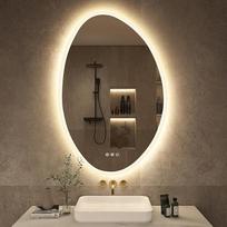S'bagno "Bluetooth" vonios kambario veidrodis su LED žibintais 60 x 90 cm LED vonios kambario veidrodis su migdymo funkcija 3000-6500K reguliuojama šviesa IP44 LED vonios kambario veidrodis su atmintimi Horizontaliai/Vertikaliai