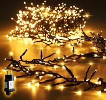 SALCAR 15 m 1500 LED žibintų grandinė lauko apšvietimui, Kalėdų žibintų grandinė su 8 režimais ir atminties funkcija, vandeniui atspari Kalėdų eglutės apšvietimo grandinė, skirta naudoti patalpose, lauke, sode, prie Kalėdų eglutės ir vestuvėse, šilta balt