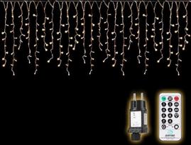 SALCAR 10 m LED šviesos užuolaida lauke, lauko „Icicle“ girliandos su nuotolinio valdymo pultu ir laikmačiu, Kalėdų apšvietimas vidaus langams, 8 režimai, šilta balta šviesa