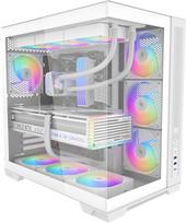 SAMA V52 panoraminis žaidimų korpusas su 7 ARGB PWM ventiliatoriais + USB Type-C šakotuvu, baltas