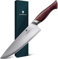 SANMEIHO OKINAWA serijos virėjo peilis 20 cm profesionalus japoniškas virtuvės peilis Virėjo peilis - ultragarsu aštrus, pagamintas iš 5 sluoksnių 10Cr15MoV nerūdijančio plieno - ergonomiška Pakka medinė rankena