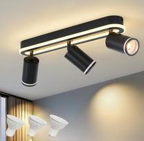 SANSHI lubinis šviestuvas su 3 LED lemputėmis, pasukamas 350°, juodos spalvos