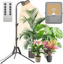 SANSI 45 W reguliuojamo ryškumo LED augalų lempa su stovu, reguliuojamas aukštis 40–110 cm | 4000 K visos spektro auginimo lempa su nuotolinio valdymo pultu, skirta kambariniams augalams, 4/8/12 val. laikmatis, 4 ryškumo lygiai
