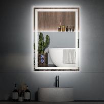 SANYCASA vonios veidrodis su apšvietimu, 50 x 70 cm, sieninis veidrodis su jutikliniu jungikliu, apsauga nuo rasojimo, 3 šviesos spalvos, reguliuojamas apšvietimas, atminties funkcija, apsauga nuo rasojimo