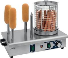 SARO dešrainių kepimo aparatas - su stikliniu cilindru ir 4 skrebučiais - nerūdijantis plienas - termostatas 0-110 °C - 0,65 kW - W 480 x D 280 x H 410 mm - modelis HW 2