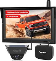 Saulės atbulinės eigos kameros belaidis magnetinis: 5 colių HD 1080P ekranas 1 minutės magnetinis montavimas Stiprus signalas IP69K Vandeniui atsparios atbulinės eigos kameros su laikymo krepšiu, skirtos lengviesiems automobiliams SUV Sunkvežimių priekabo