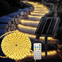 Saulės energija maitinama LED juosta, 20 m, 1280 šviesos diodų, šilta balta spalva, IP65, atspari vandeniui, skirta lauko sąlygoms