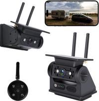 Saulės energija maitinama „Wi-Fi“ atbulinės eigos kamera, belaidė magnetinė atbulinės eigos kamera, FHD 1080P, 5G WLAN, saulės elementas 10000 mAh, infraraudonųjų spindulių naktinio matymo funkcija, IP69K atsparumas vandeniui, skirta „iPhone“ ir „Android“
