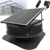 Saulės energija maitinamas palėpės ventiliatorius su nuotolinio valdymo pultu, 42 W reguliuojamas kolektorius, bešepetis variklis, atsparus krušai ir nepalankioms oro sąlygoms, valdomas termostatu, užtikrinantis efektyvią oro cirkuliaciją