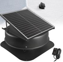 Saulės energija maitinamas stogo ventiliatorius, 42 W, stogo ventiliatorius, tylus, atsparus oro sąlygoms, bevielis nuotolinio valdymo pultas, maitinimo adapteris, idealiai tinka namams, žiemos sodams, parduotuvėms, kemperiams