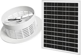 Saulės energija maitinamas ventiliatorius, 12 V, plastikinis, tvirtas, tylus (ventiliatorius + saulės kolektoriai)