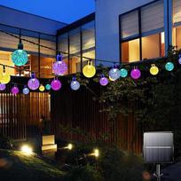 Saulės energija maitinamos lauko girliandos, 100 LED, 12 m, 8 režimai, vandeniui atsparios kristalinės rutulinės lemputės, dekoratyvinis apšvietimas namams, kiemui, terasai, Kalėdoms (įvairiaspalvės) | Girlianda su 8 režimais, vandeniui atsparios kristali