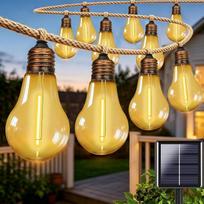 Saulės energija maitinamos lauko sodo girliandos, 10 LED, kanapės virvės tipo, terasos girliandos, atsparios vandeniui, maitinamos saulės energija, atsparios sudužimui, šiltos baltos spalvos, su 2 režimais, skirtos terasai, kavinei, bistro ir sodui (4,78