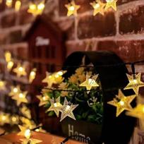 Saulės energija maitinamos šviesos girliandos, 100 LED, žvaigždės formos, šiltos baltos spalvos, atsparios vandeniui, skirtos sodui, tvorai, vejai, terasai, vestuvėms, Kalėdoms