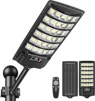 Saulės gatvės apšvietimas lauke, 6000 K LED saulės žibintai, atsparūs vandeniui su nuotolinio valdymo pulteliu ir judesio jutikliu, saulės lempos lauke nuo sutemų iki aušros, saulės kelio apšvietimas automobilių stovėjimo aikštelėje