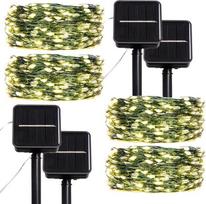 Saulės lauko styginių žibintų 10,1 m 100 LED žalios varinės vielos vandeniui atsparūs pasakų žibintai (4 pakuotės) sodui, kiemui, kiemeliui, terasai, verandai, medžiams, vestuvėms, vakarėlių dekoravimui