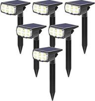 Saulės sodo žibintai, 36 LED, saulės sodo žibintai, saulės prožektorius IP67, 2 ryškumo lygiai, saulės lempa lauke, kieme, garaže ir kt. 6 vnt. pakuotė - vėsiai balta