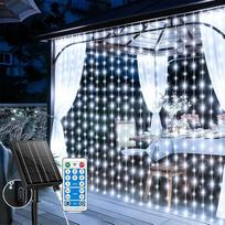 Saulės šviesos užuolaida lauke, 6 x 3 m 600 LED saulės šviesos diodų, saulės šviesos su 8 režimais, laikmačiu ir atmintimi, šviesos užuolaida lauke, skirta Kalėdoms, vestuvėms, vakarėlių dekoravimui (balta)