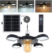 Saulės šviesos žibintai lauke su nuotolinio valdymo pulteliu, saulės pakabinamas šviestuvas 192 LED 5400 mAh baterija su 5 m kabeliu, IP65 vandeniui atsparus, 7 W 3200 LM judesio jutiklis, 5 režimai, skirtas vidaus lauko sodui, viščiukų vištidėms, šiltnam