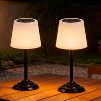 Saulės Tischlampe lauko lempos, saulės Tischleuchte Kabellos Akku LED Solartischlampen mit Lichtsensor, 2 Stück IP65 Warm Licht Solarlampen Outdoor&Indoor für Garten Terrasse Balkon Patio