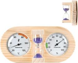 Saunos oro drėgmės matuoklis | Medinis rėmas montavimui ant sienos su 15 minučių laikmačiu. Saunos temperatūros ir oro drėgmės matuoklis, skirtas patalpoms, garažui, šiltnamiui