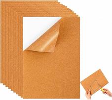 Savaime klijuojančios kamštinės plokštės, 10 vnt. kamštinių plokščių rinkinys, 21x30 cm, 1 mm storio, natūralus kamštis, sienų dekoracija, rankdarbių medžiagos, padėkliukai, „pasidaryk pats“ (DIY) sienų ir grindų dekoravimui