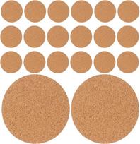 Savaime prilipantys kamštiniai padėkliukai, 8 cm skersmens, apvalūs, 100 vnt. – neslystantys kamštiniai padėkliukai baldams ir augalams; minimalistinio stiliaus puodelių padėkliukai namams ir vakarėliams