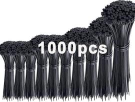 Savaime užsifiksuojančios aukščiausios kokybės nailono kabelinės juostos, skirtos kabelių tvarkymui, sodui, namams ir dirbtuvėms, 1000 vnt. rinkinys, 300, 250, 200, 200, 200, 200, 200, 200, 200, 200, 200, 150, 100 mm, juodos spalvos