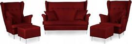 SAWANA 09 Sofa + du foteliai + 2 kojų taburetės Modelis Ari 2 vietų sofa Dekoratyvinis apmušalas Laisvai pastatomas baldų komplektas Elegantiškas dizainas gyvenamajame kambaryje Laukiamajame kambaryje