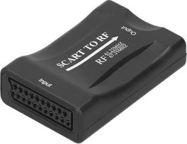 SCART–RF vaizdo adapteris, RF 67,25 MHz / 61,25 MHz išėjimo keitiklis, SCART–koaksialinis keitiklis, sumažinantis perdavimo nuostolius, skirtas TV Box įrenginiui